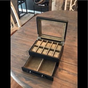 Fossil Brand Genuine Leather 10 piece Watch Box